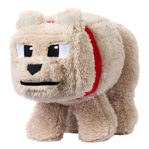 Minecraft Basic Plush Dennis The Wolf, 8-inch Collectible Soft Doll Inspired by The Movie Inspired by The Video Game