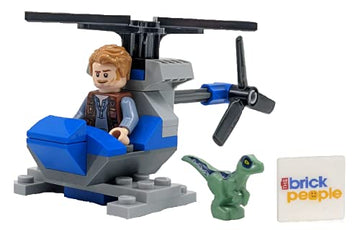 LEGO Jurassic World: Owen with Helicopter and Baby Raptor Blue