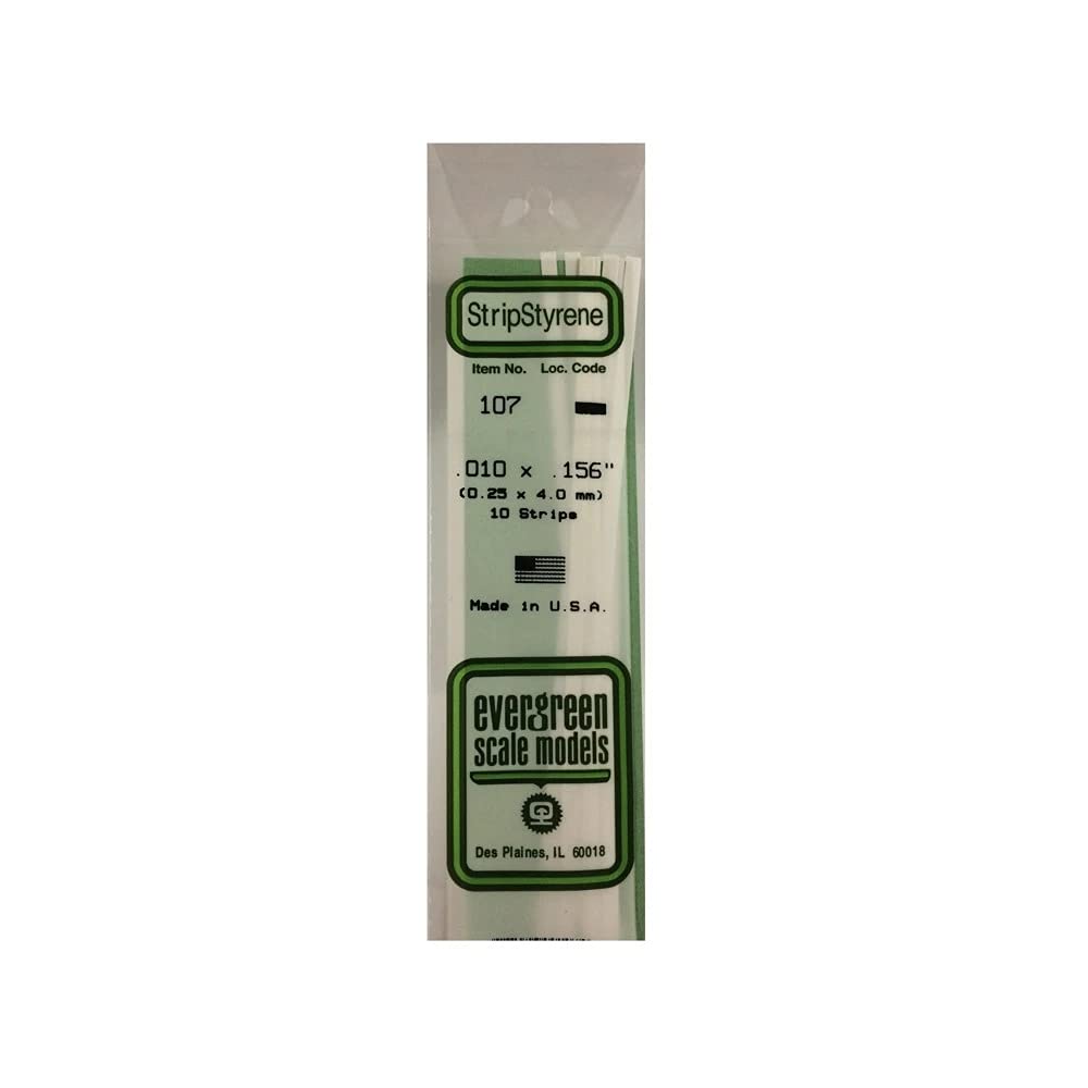 Evergreen Scale Models Strip .010 x .156 10 EVG107 Plastic Building Supplies