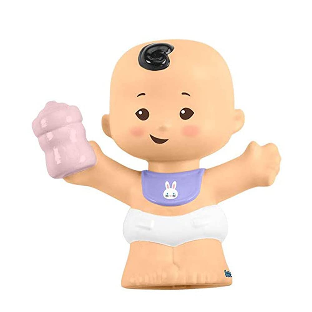 Replacement Part for Fisher-Price Little People Bundle 'n Play Playset - GKY43 ~ Replacement Baby Figure ~ Black Hair ~ Holding Baby Bottle ~ Bunny