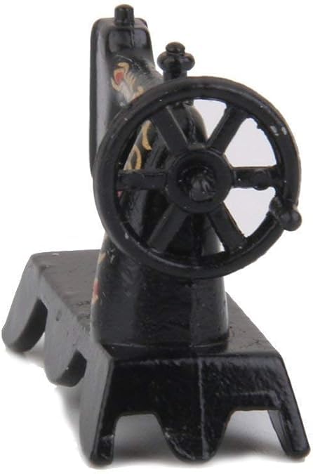 Black 1:12 Mini Lovely Alloy Sewing Machine Miniature Decoration Dollhouse Model Interior Decoration Accessories