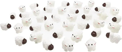 40Pcs White Mini Sheep Herd Figurines - Cake/Cupcake Toppers, Terrarium and Moss Landscape Decor, DIY Miniature Crafts for Fairy Gardens, Home Décor