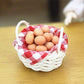 EatingBiting 1:12 Scale 1/12 mini Furniture minihouse Miniature Egg Basket with Red Plaid Cloth and 12 Resin Eggs DIY Scene Home Furniture Craft