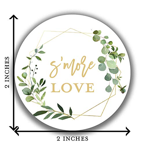 2"" Round Greenery S'More Love Wedding Favor Sticker (40 Labels)