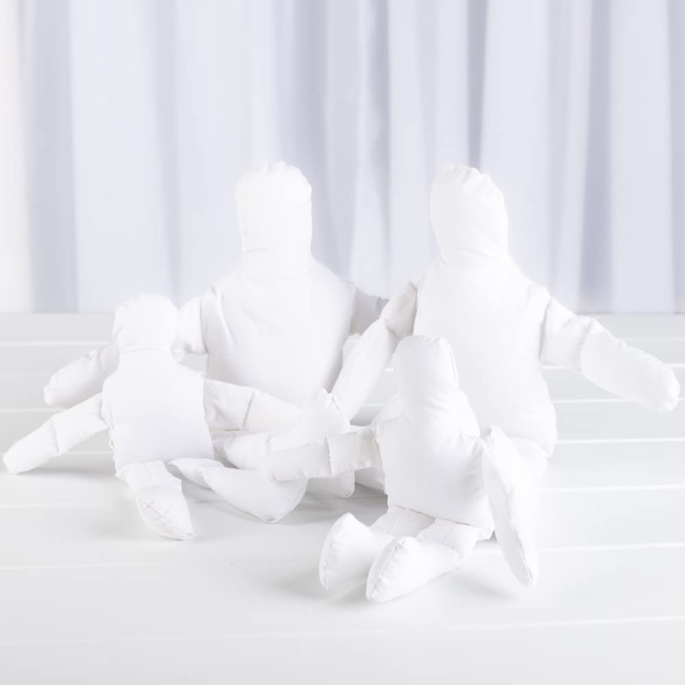 Factory Direct Craft Group of 4 Cloth Doll Body Blank Models - Pre-Stuffed Natural Muslin Doll Bodies for Making Therapy Reiki Energy Dolls, Angels