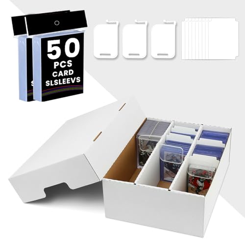 BIU-BOOM 1-Pack Toploader Trading Card Storage Box,Bulk Box For Card With Dividers&Labels,2400 Count,Card Storage Box for TCG/Magic/Mtg Basketball