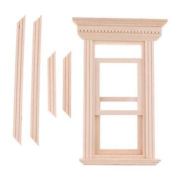 EatingBiting 1:12 Scale mini House Miniature Furniture Unpainted Wooden 2-Pane Sash Window Frames Frame Unpainted DIY Pretend Play Accessories