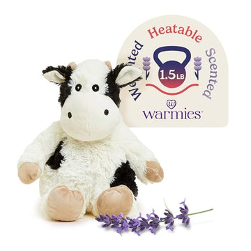 warmies Microwavable & Weighted Stuffed Animals, Black & White Cow - Heated Stuffed Animal Plushie for Warmth & Comfort - Cute Soft Plush Toys