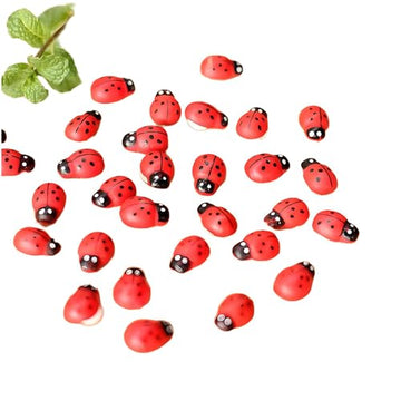 XYSRXWY 20PCS Realistic Ladybug Figurines - 1 Inch Resin Garden Decor for Fairy Gardens, DIY Terrariums, Dollhouse Miniatures and Outdoor Landscape