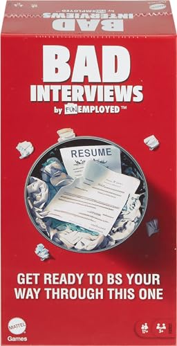 Mattel Games Bad Interviews by Funemployed Adult Party Game, Ages 17+