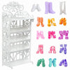 BJDBUS 1 Doll Shoes Rack Shelf + 20 Pairs Shoes Set Accessories High Heel Boots Sandals Assorted Furniture for 11.5 Inch Girl Doll