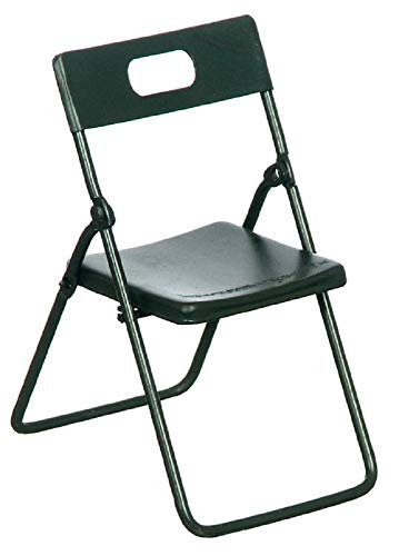 Dollhouse Miniature Black Metal Folding Chair