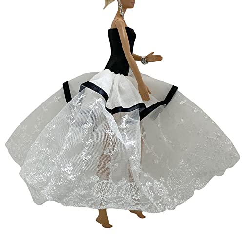 Peregrine Black & White Romantic Gown Prom Ballet Tutu Dress for 11.5 inches Dolls