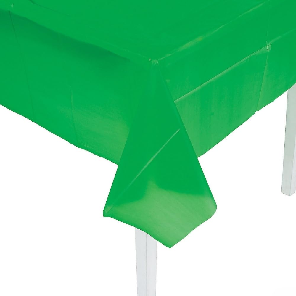 Fun Express Green Plastic Tablecover, 54" x 108", 1 Piece
