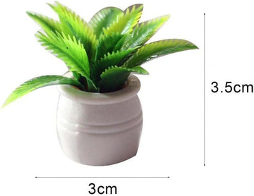 1:12 Scale Mini Potted Plants - Resin Botanical Decor for Dollhouse Kitchens and Living Rooms, Evergreen DIY Craft Accessories with Lifelike Foliage