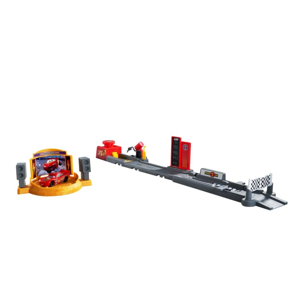 Disney Pixar Cars Track Springboard Piston Cup with Lightning McQueen Vehicle, Track Over 50 cm Long, Jump and Stunt, 2 Ways to Play, JDJ02