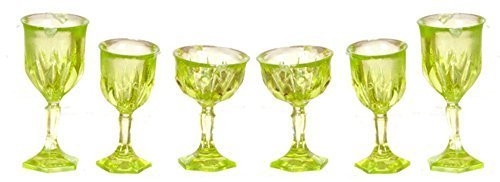 Melody Jane Dollhouse Green Cut Stemware Glasses Set Chrysnbon Miniature 1:12