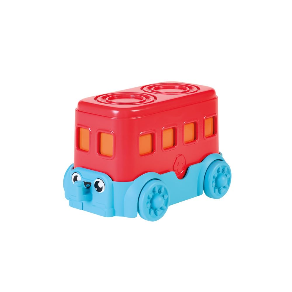 Toomies E73220C Tomy Hide & Squeak Stacker Decker Bus, Push-Along Colours and Sounds, Stacking and Sorting Babies, Educational Toddler Toy for Boys