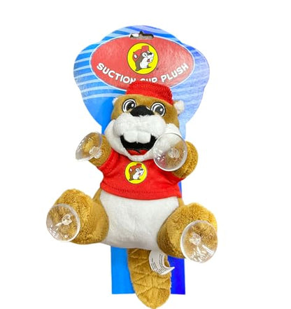 Buc-ee's Suction Cup Plush Beaver Mascot with Red Cap and Shirt, Window Decoration