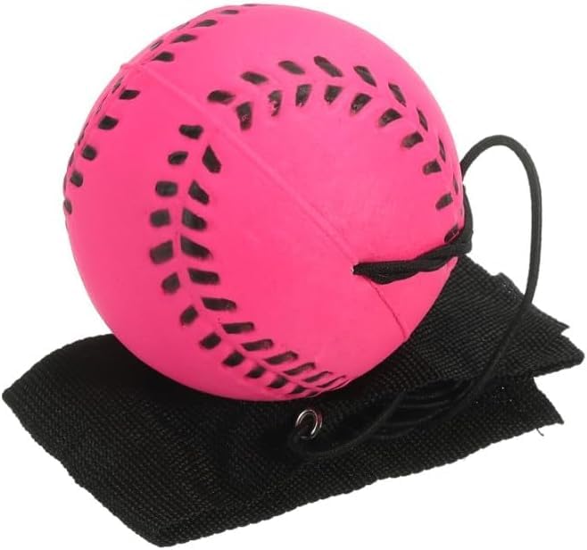 Rose Red Baseball Wrist Ball Wristband Sports Balls on a String Toy Includes Basketball, Baseball and Football Return Rubber Rebound Ball for Boys