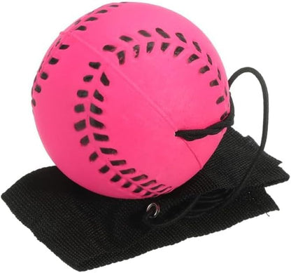 Rose Red Baseball Wrist Ball Wristband Sports Balls on a String Toy Includes Basketball, Baseball and Football Return Rubber Rebound Ball for Boys