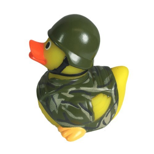 3" Rubber Duck [Sealed Hole, Floats Upright] - Baby Safe Bathtub Bathing Toy - Soldier Rubber Duck