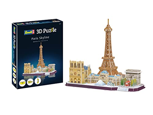 Revell Paris Skyline 3D Puzzles for Adults and Kids Ages 10 Years and up Arts Crafts Building - Eiffel Tower, Notre Dame, Louvre, Arc de Triomphe