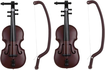 Miniature Violin, Tiny Violin Mini Musical Instrument, Miniature Model Dollhouse, Furniture Crafts Ornament for Dollhouse Fairy Garden Decoration 2Pcs