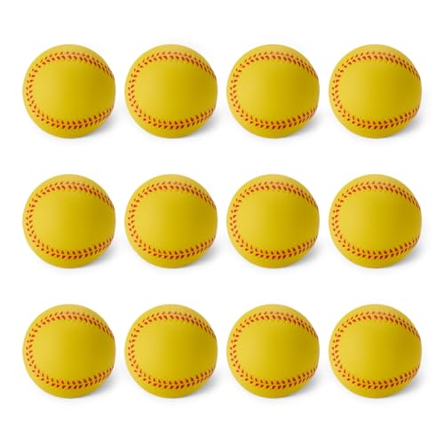 Amazon Basics Foam Training Baseballs for Indoor Practice and Safe Play, 2.68-inch, 12-Pack with Mesh Storage Bag