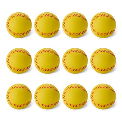 Amazon Basics Foam Training Baseballs for Indoor Practice and Safe Play, 2.68-inch, 12-Pack with Mesh Storage Bag