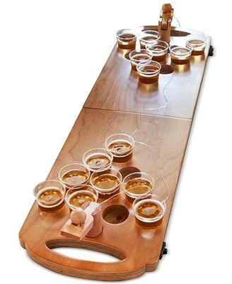 Refinery and Co. Wooden Beer Pong Game Luxury Foldable Tabletop Size Boardgame for Party and Hang Out