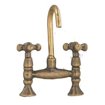 Melody Dollhouse Antique Brass Mixer Tap Faucet Old Fashioned 1:12 Kitchen Accessory