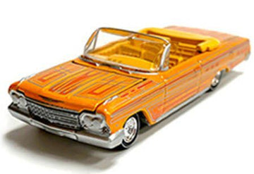 1962 Chevy Impala SS Convertible Yellow with Graphics Custom Lowriders Limited Edition to 4800 Pieces Worldwide 1/64 Diecast Model Car by Auto World