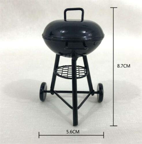 EatingBiting 1:12 mini House Miniature Furniture Room Kitchen Utensils Garden Round BBQ Oven Grill for Kitchen Small House Decor of Livingroom