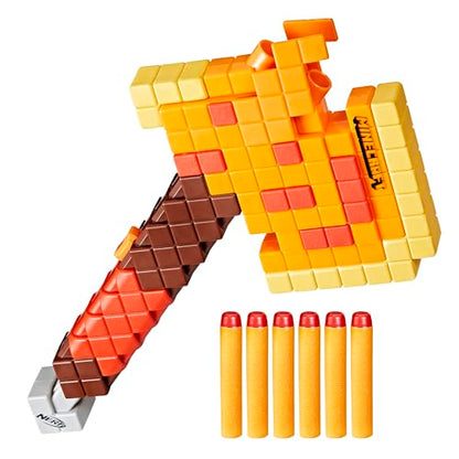 NERF Minecraft Firebrand, Dart Blasting Axe, 6 Elite Foam Darts, Design Inspired by Minecraft Axe in The Game, Pull Down Priming, Minecraft Toys