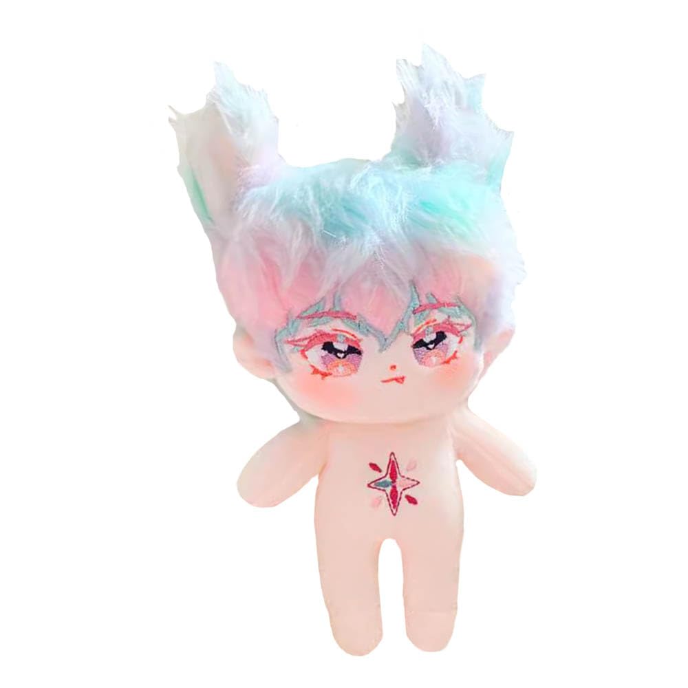 niannyyhouse 20cm Plush Doll Red Colorful Brown Hair Boy Humanoid Stuffed Body no Attribute Wearable Clothing (2-Without Skeleton)