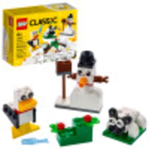 LEGO Classic Creative White Bricks 11012 Building Kit; Toy Building Set for Creative Play with 3 Build Ideas, Including a Snowman, Sheep and Seagull