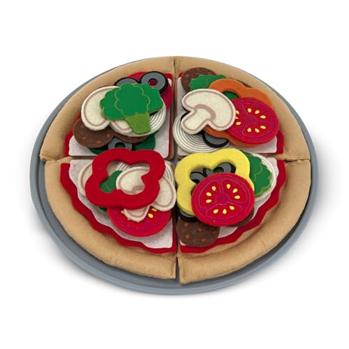 Melissa & Doug Felt Food Mix And Match Pizza Play Food Set - 42 Pieces Felt Pizza Play Set For Kids Kitchen, Pretend Toy For Toddlers And Kids Ages 2+