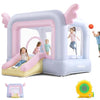 AKEYDIY Pink Inflatable Bounce House for Girls, Pastel Bouncer with Slide, Inflatable Jumping Bouncy Castle for Kids Birthday Party Gifts Outdoor