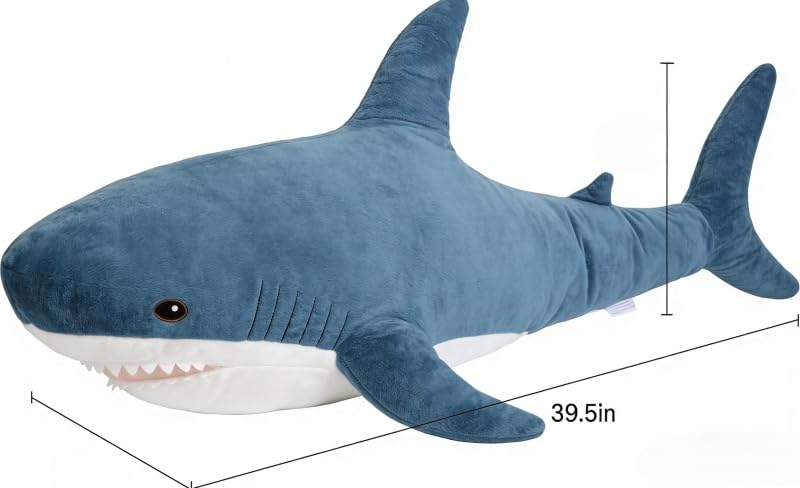 XIGUI 39.5 Inch SharkPlush Toy Pillow,Giant Shark Stuffed Animal,Soft Shark Pillow Cushion Shark Plush Pillow Chubby Stuffed Shark Toy,for Home Room
