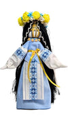 BraveUA 12'' Exclusive Collectible Ukrainian Motanka Doll on Wooden Base || Mother Nature Doll || Slavic Design Handmade Made in Ukraine (Light Blue)