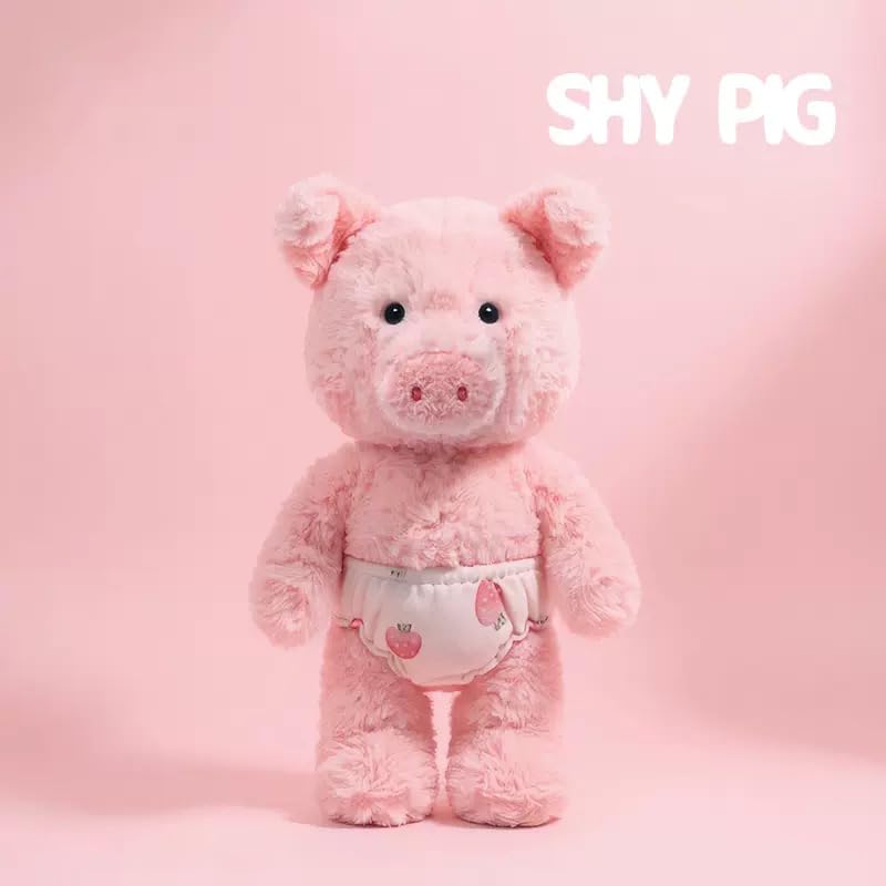 Lambasami Plush Animal Toy with Diaper, Soft Stuffed Dog Pig Fox Set, Baby Pretend Play Gift (Pig, 14.6)