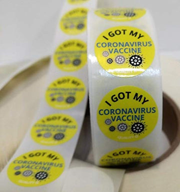1" I Got My Corona Vaccine, Stickers (Yellow, 100/roll)