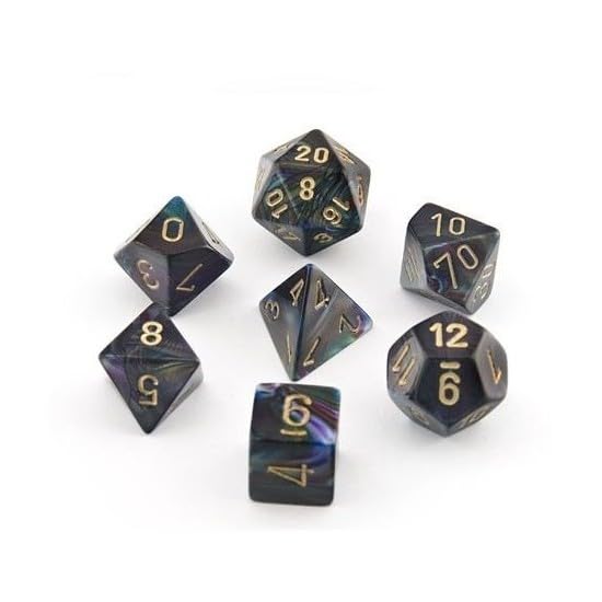 Chessex CHX27499 Dice-Lustrous Shadow/Gold Set