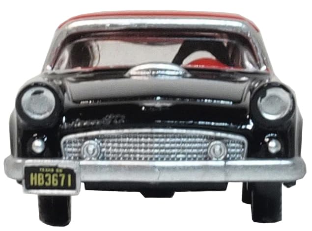 1956 Thunderbird Raven Black with Fiesta Red Top 1/87 (HO) Scale Diecast Model Car by Oxford Diecast 87TH56008