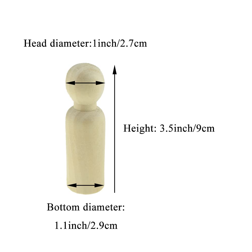 HAHIYO 3.5inches 2PCs Dad-Shape Wooden Peg Dolls Unfinished Wooden People Peg People Unfinished Craft Dolls Wooden Figures Doll Bodies Decorative Peg