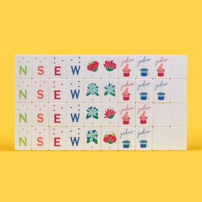 Morihaza Orchid Elegance Mahjong Set - 160 Acrylic Engraved Tiles with Botanical Floral Motifs | Luxury Gift for Orchid Lovers & Mahjong Enthusiasts |