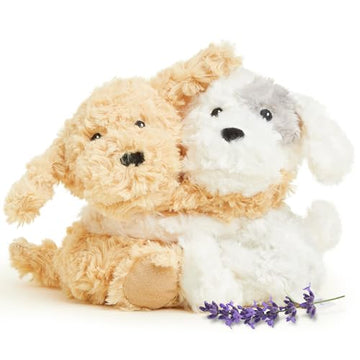 warmies Hugs Duo Microwavable & Weighted Stuffed Animals, Puppy - Heatable Plush for Warmth & Cool Relief - Weighted Plushies- Heated Plushie