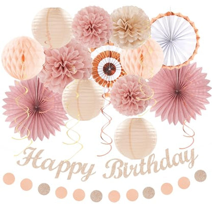 Hawaiian Aloha-Luau Flamingo Party-Decorations Supplies - 21pcs Hello Banner,Pool Paper Lanterns Honeycomb,Beach Theme Streamers Garland,Tissue Pom