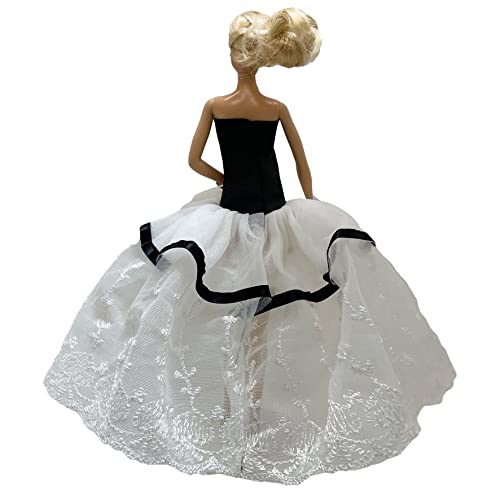 Peregrine Black & White Romantic Gown Prom Ballet Tutu Dress for 11.5 inches Dolls